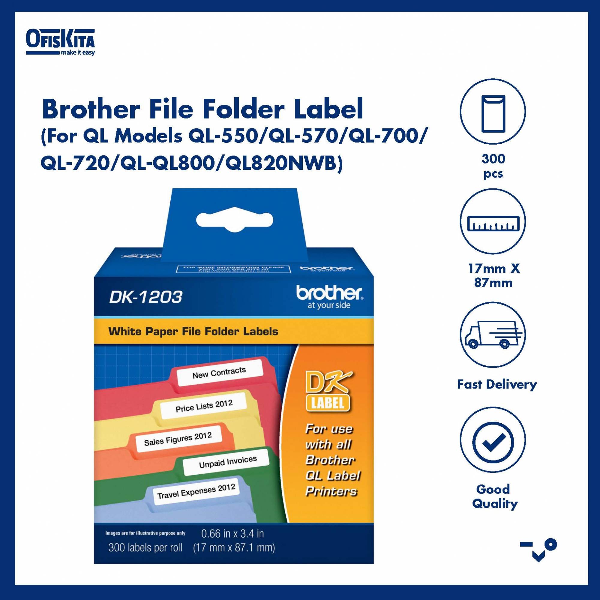 Ofiskita Brother Shipping/ File Folder/ Multi Purpose Labels (For QL